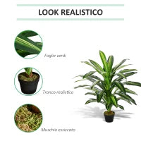 Pianta Tropicale Decorativa Dracena Finta in Plastica con Vaso per Interno ed Esterno, Ф18 x 110cm
