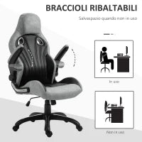 Sedia da Ufficio Poltrona Gaming, Ergonomica con Schienale Alto, Girevole e Altezza Regolabile, Nero e Grigio
