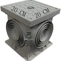 Pozzetto in polipropilene con coperchio grigio chiaro varie dimensioni *** dimensioni 200 x 200 millimetri, confezione 1