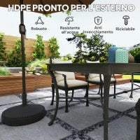 Base per Ombrellone Ø3 m max Riempibile con Acqua o Sabbia, in HDPE Nero, Ø55x30 cm