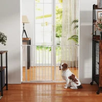 Cancelletto di Sicurezza per Cani in Acciaio e ABS, Estensibile 75-115cm per Scale e Porte, Bianco