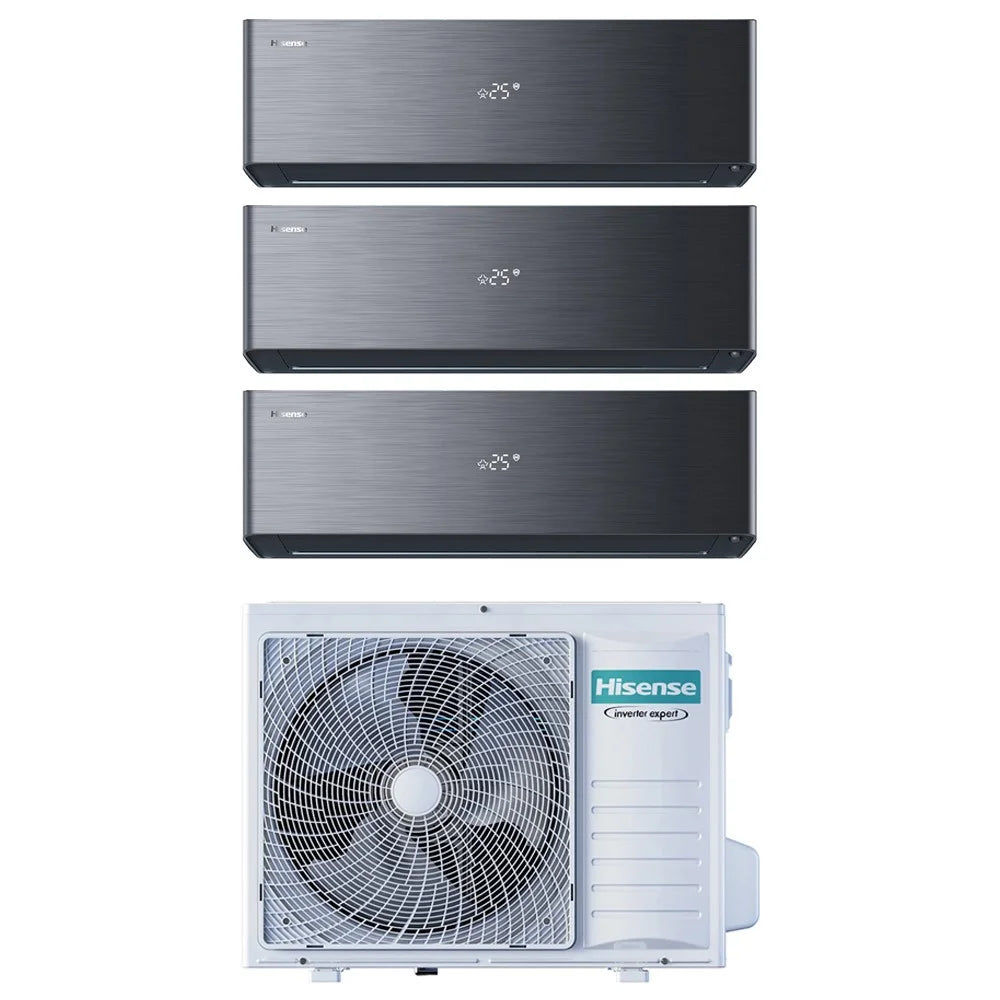 Condizionatore Hisense Trial Split Inverter ENERGY PRO X BLACK 9+9+12 con 3AMW62U4RJC R-32 Wi-Fi Integrato