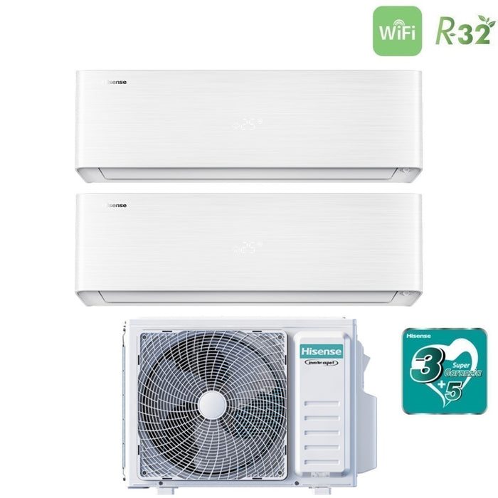 Climatizzatore Condizionatore Hisense Dual Split Inverter serie ENERGY PRO X 9+12 con 2AMW52U4RXC R-32 Wi-Fi Integrato 9000+12000