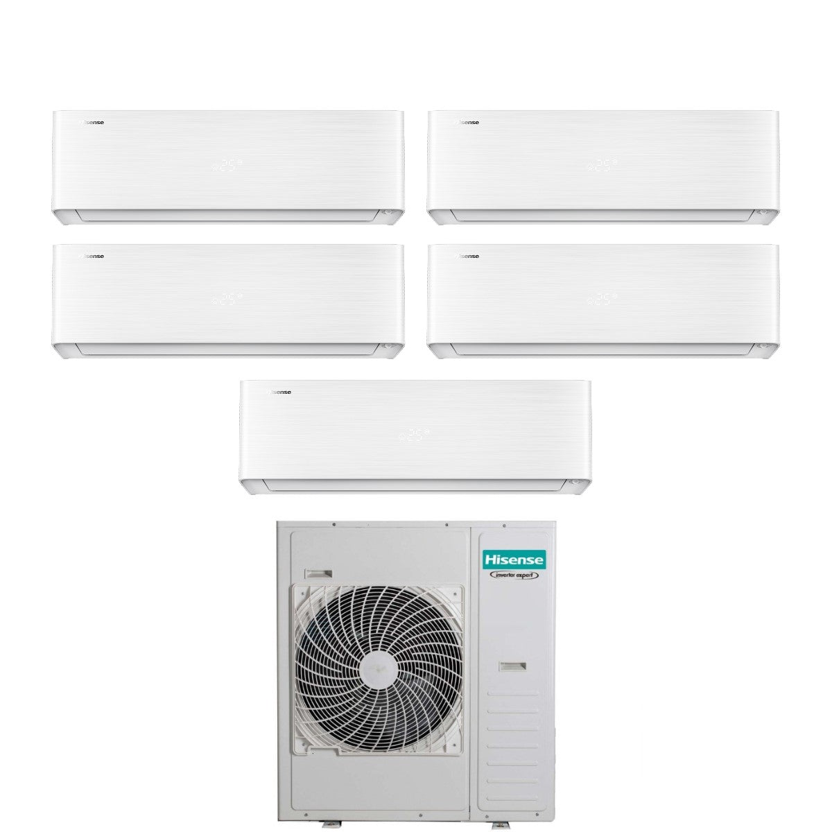Climatizzatore Condizionatore Hisense Penta Split Inverter serie ENERGY PRO X 9+9+12+12+12 con 5AMW125U4RTA R-32 Wi-Fi Integrato 9000+9000+12000+12000+12000