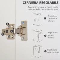 Armadio a Due Ante in Legno con 1 Ripiano, 1 Appendiabiti, 2 Cassetti con Maniglie Intagliate, Bianco 80x40x180cm