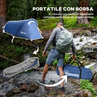 Tenda da Campeggio in Poliestere e Tessuto Oxford con Gancio Interno e Finestre a Rete, 265x140x95 cm