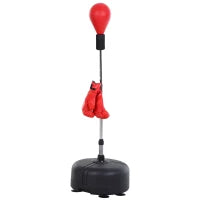 Punching Ball con Altezza Regolabile e Guanti Inclusi, Ф48x136-154cm, Rosso