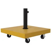 Base per Ombrellone da 25kg in Metallo e Cemento con Ruote ed Effetto Legno, 45x45x36.5cm, Giallo