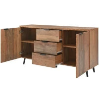 Credenza Vintage in Legno Marrone con 3 Cassetti e Ripiani Regolabili per Soggiorno e Sala da Pranzo, Marrone antico
