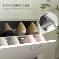 Set Mobile da Ingresso con Appendiabiti a 6 Ganci, Mobile Scarpiera con Cassetto e Specchio, Grigio