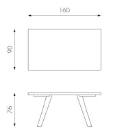 E-STYLO Tavolo allungabile con top rovere naturale e gambe in metallo nero, 90cm X 160/240cm H. 76cm.