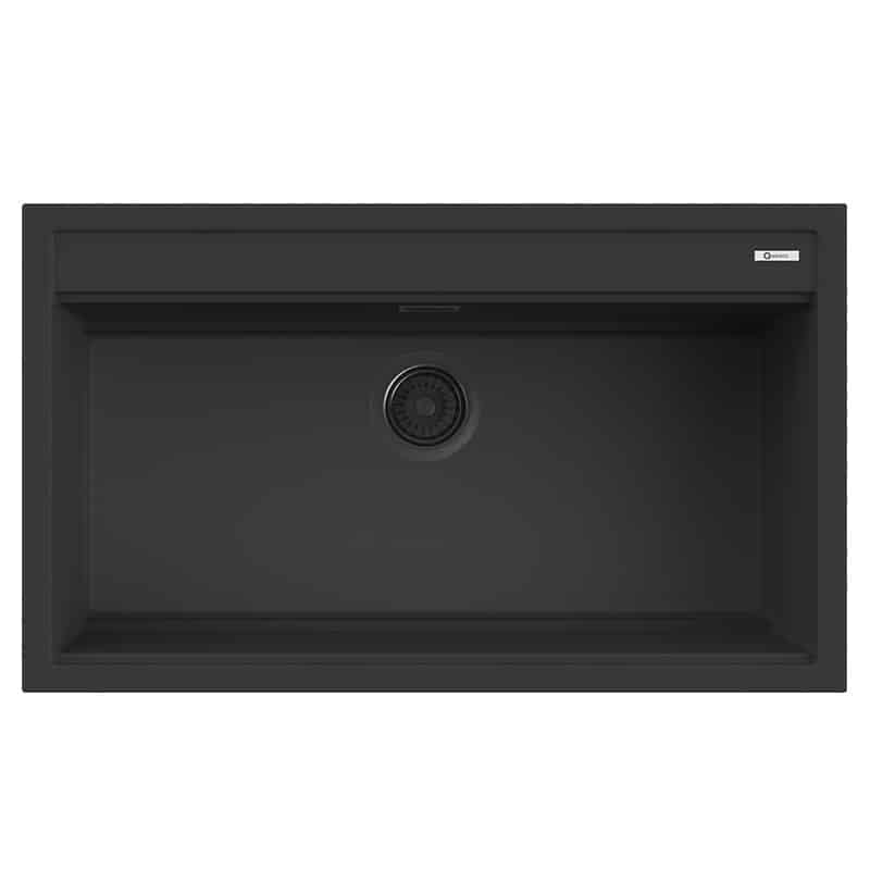 Lavello Quareco incasso 1 vasca 86×51 Prime 90 Granito Nero QLP090NE
