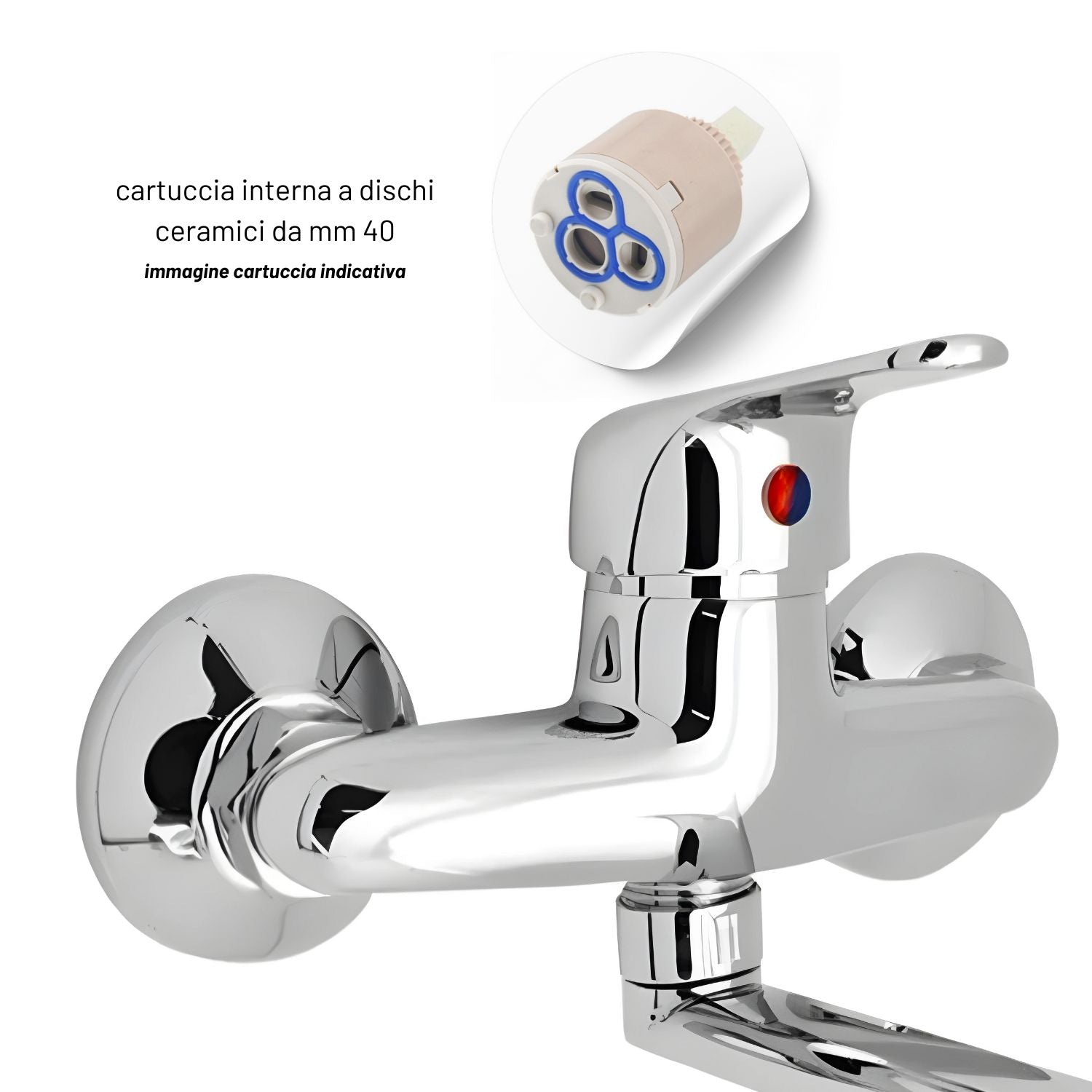 Miscelatore rubinetto a muro per lavello cucina erogazione orientabile *** confezione 1