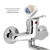 Miscelatore rubinetto a muro per lavello cucina erogazione orientabile *** confezione 1