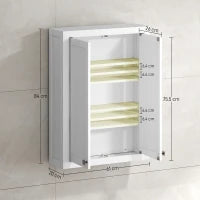 Mobile da Bagno a Parete in Legno con 2 Ripiani Regolabili su 3 Livelli, 61x20x84 cm, Bianco