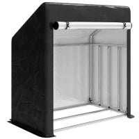 Portalegna da Esterno in Acciaio Rinforzato con Copertura Impermeabile, 100x60x110 cm, Nero