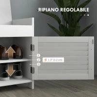 Panca Scarpiera con Ripiano Interno Regolabile su 3 Livelli, in MDF e Simil Lino, 90x36x50 cm, Bianco e Grigio