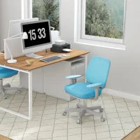Sedia da Ufficio Ergonomica e Reclinabile ad Altezza Regolabile con 5 Rotelle, 55x48x82.5-94.5 cm, Azzurra