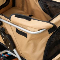 Passeggino per Cani Taglia Piccola e Mini Pieghevole con Cestino e Portabicchiere, 75x46x94 cm, Caffè