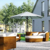 Ombrellone da Giardino 3x2.5 m in Metallo a 2 Sezioni con 8 Stecche e Copertura in Poliestere