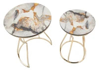 Tavolinetti Abstract Top -B- Coppia cm Ø 37X51-25X46