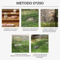 Gabbia Trappola per Animali Vivi Pieghevole in Acciaio, 81x26x34.5cm, Argento