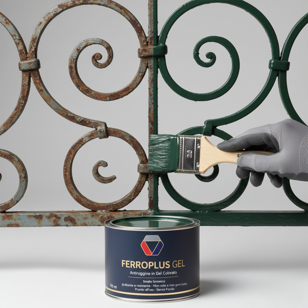 Ferroplus gel smalto sintetico antiruggine per ferro verde muschio 750 ml
