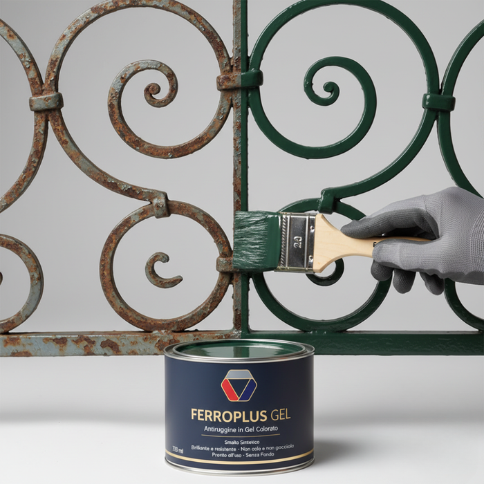 Ferroplus gel smalto sintetico antiruggine per ferro verde muschio 750 ml
