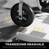 Rampa per Sedia a Rotelle e Scooter per Disabili Pieghevole e Antiscivolo in Alluminio, 305x73.5x5 cm, Argento