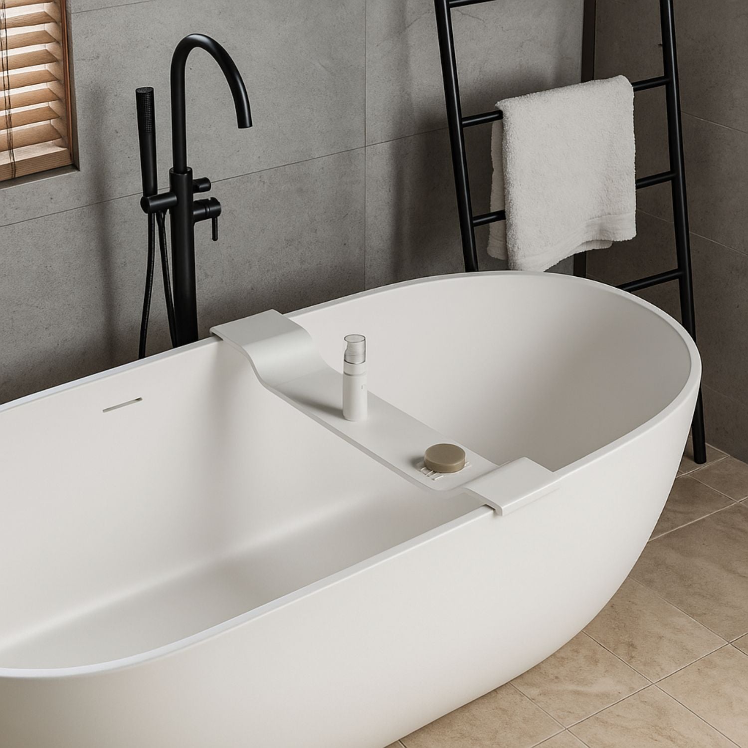 Sopravasca da bagno stand in artificial stone bianco opaco matt ogomondo *** confezione 1