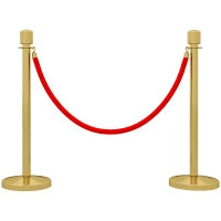 Colonnine Segnapercorso in Acciaio Inox Oro con Corda Vellutata Rossa di 1.5 m e Base Riempibile,, Ø32x96 cm