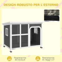 Casetta per Cani con Finestrelle e Ingresso a Tenda, in Legno di Abete, 90x62x71 cm, Grigio Chiaro
