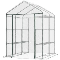 Serra da Giardino Esterno in PVC Trasparente, Serra da Balcone con Scaffali per Piante Orto 1.43 x 1.43 x 1.95m