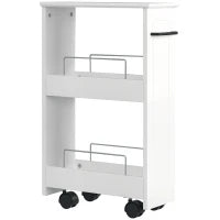 kleankin Carrello Salvaspazio Multiuso in Legno MDF e Ruote, 42.5x20.3x66.7cm, Bianco