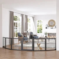 Recinzione per Cani Pieghevole, Legno di Pino, 432 x 36 x 70cm, Nero