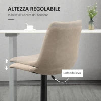 Sgabelli da Bar Set 2 Pezzi ad Altezza Regolabile, in Acciaio e Poliestere, 47.5x57.5x95-116 cm, Marrone