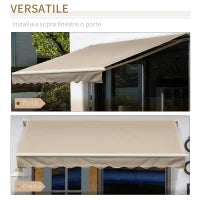 Tenda da Sole 4x2.5 m Avvolgibile a Manovella con Copertura Impermeabile, in Metallo e Alluminio, Beige