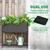 Letto per Orto Rialzato, Fioriera Effetto Vimini con Ripiano, Aiuola Rialazata per Esterni e Interni, Grigio (70cm x 30cm x 72cm)