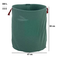Set 3 Sacchi per Rifiuti da Giardino da 300 L con Manici, Richiudibili e Riutilizzabili, Ø67x84 cm, Verde