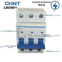 Chint nb1-63 interruttore magnetotermico 3p curva c 6ka guida din *** ampere 25 ampere, confezione 1