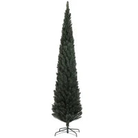 Albero di Natale Slim Alto 225 cm Salvaspazio con 538 Rami con Base in Acciaio per Interni, Verde