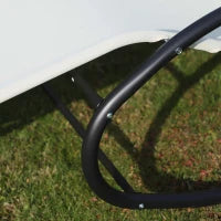 Lettino Prendisole 2 Posti, Sdraio da Giardino a Dondolo in Metallo e Texteline, 140x200x36-88cm, Bianco Crema