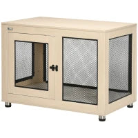 Gabbia per Cani dal Design Moderno, Bloccabile, 2 Porte, 94 cm x 60 cm x 71.5 cm, Rovere e Nero