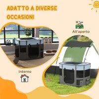 Box per Animali con 7 Finestre, 3 Porte e 2 Borse Portaoggetti, in Poliestere e Acciaio, 84x64x53 cm