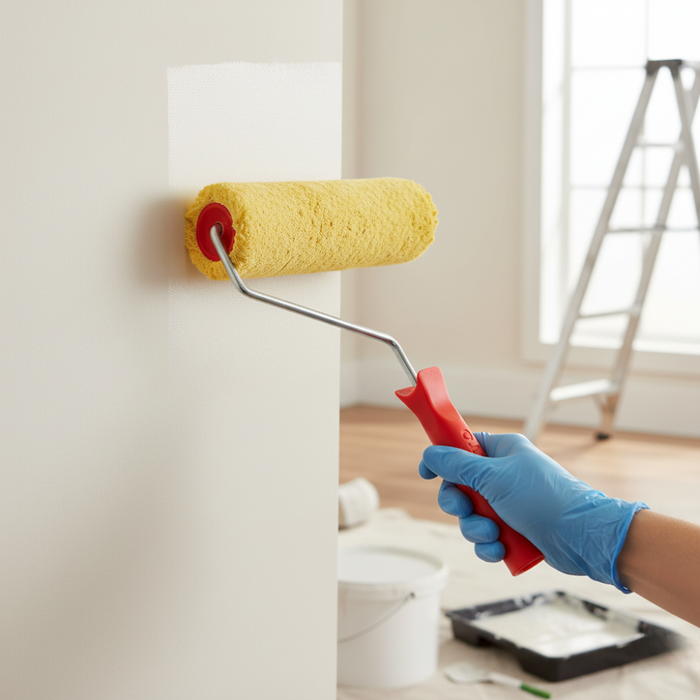 Rullo giallo in lana 25 cm con manico ergonomico