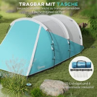 Tenda da Campeggio per 4-5 Persone, con Zone Giorno e Notte Separate, 460L x 260P x 190H cm, Blu