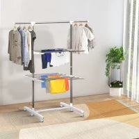 Homcom – Stendibiancheria 3 piani Stendino con Appendiabiti e Ruote - Regolabile 139x62x136cm
