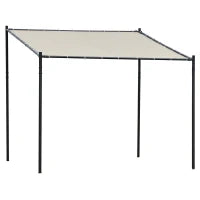 Gazebo Pergola Addossata da Giardino 3x3m in Metallo e Poliestere Beige