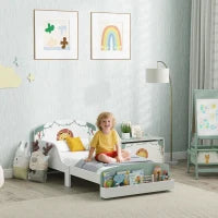 Letto per Bambini 3-8 Anni Basso in Legno con Spazio Contenitore e Sponde Laterali, 150x77x60 cm, Verde