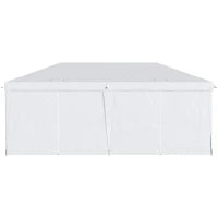 Gazebo 6x3 m Pieghevole da Giardino a 6 Pareti in Acciaio e tessuto Oxford con Funi e Picchetti, Bianco